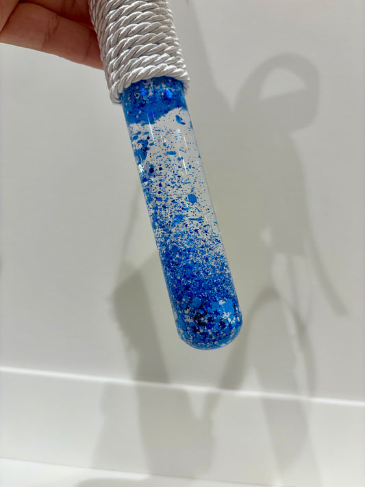 Glass Tube Sparkles Marble & Gold ICXP NIKA Blue & White Greek Easter Candle/Lambatha