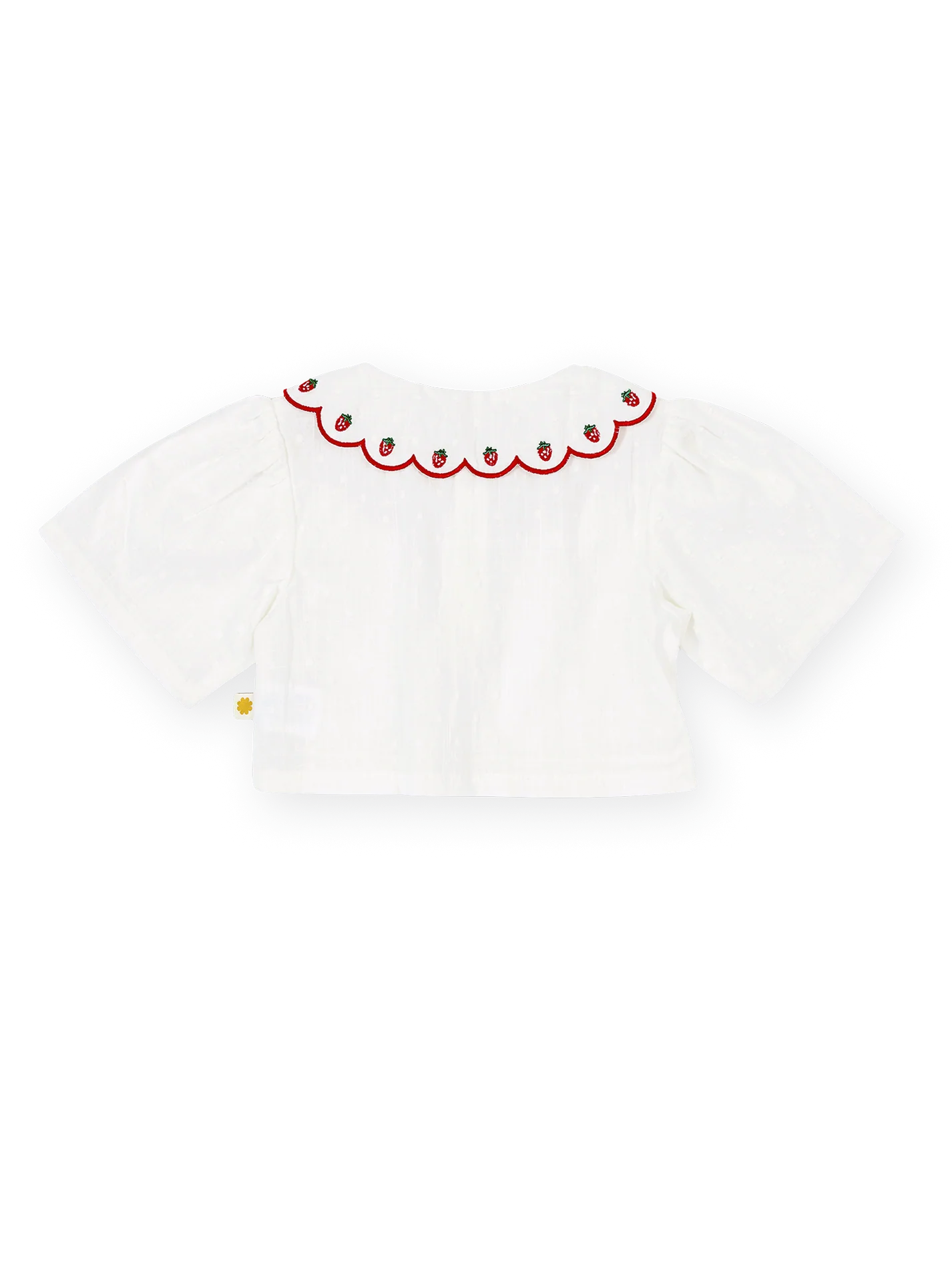 Scallop Collar Strawberry Cropped Blouse