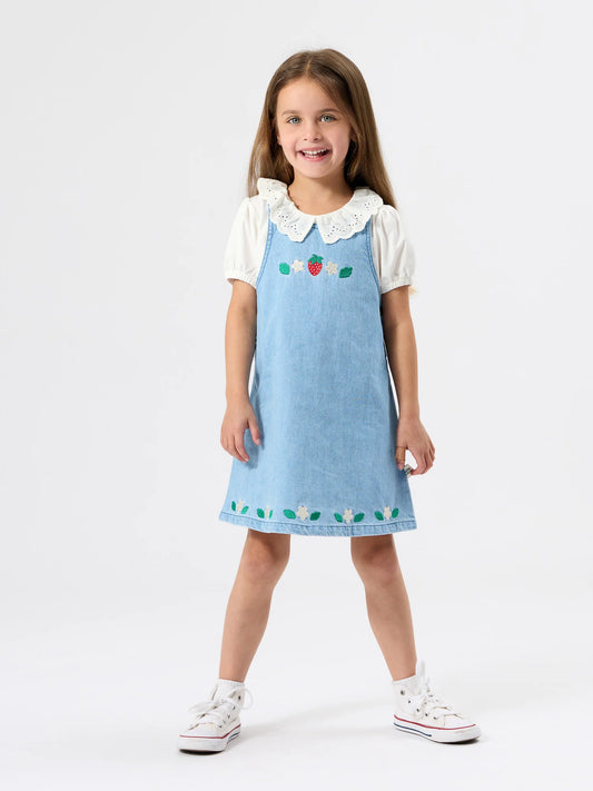 Wild Strawberry Vintage Blue Pinafore Dress