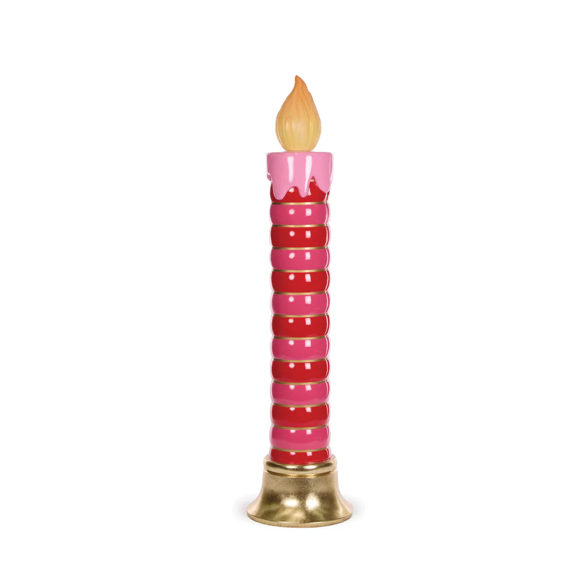 Pink & Red Ribbed LED Candle 97cm