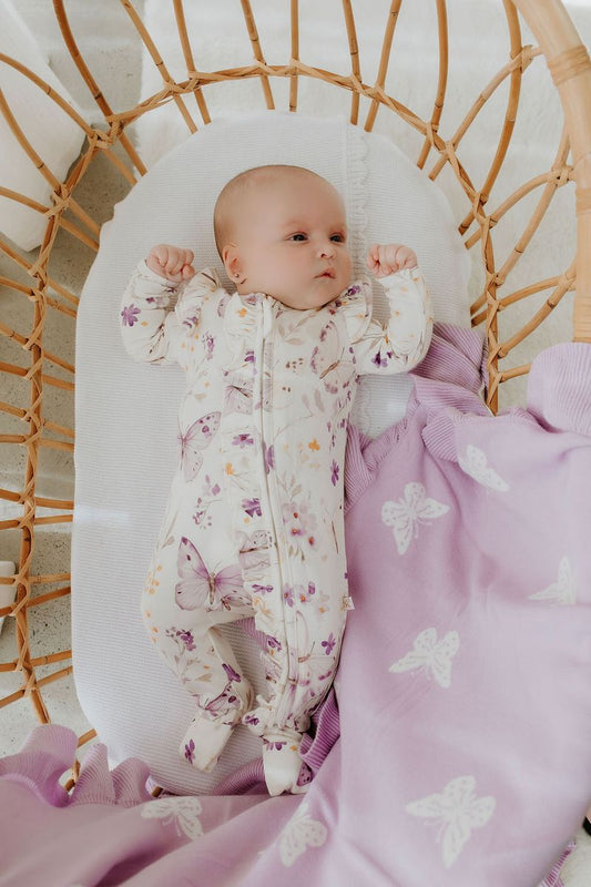 Bamboo Zipsuit - Lilac Butterflies