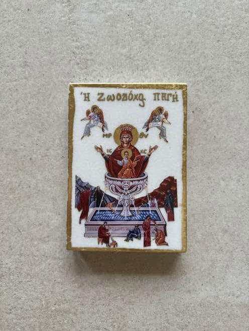 Theotokos of the Life Giving Spring – White Marble