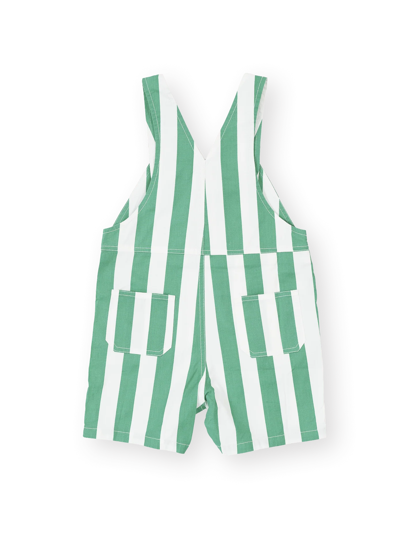 Happy Stripe Green & White Button Burton Overall