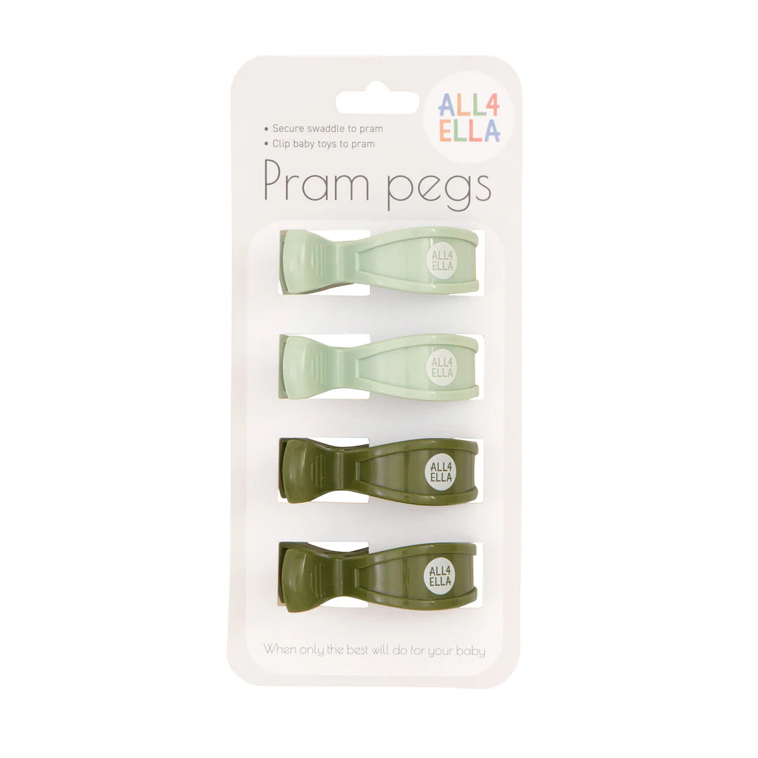 Pram Pegs 4pk - Sage & Forest Green