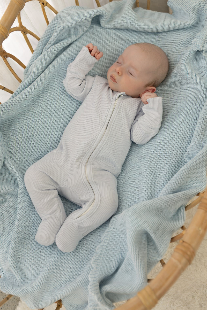 Ribb Zipsuit - Soft Blue