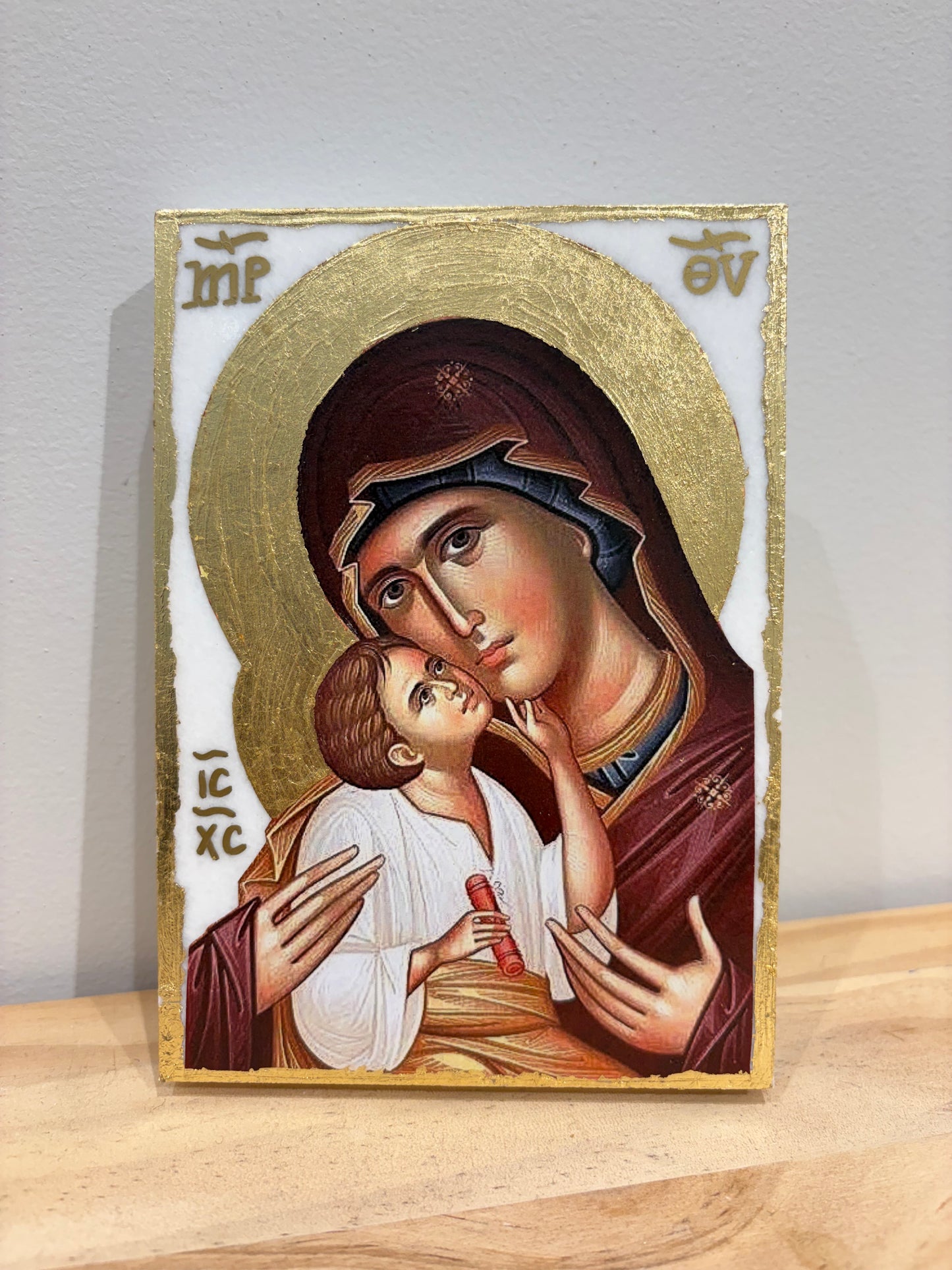 Glykophilousa Icon - White Marble