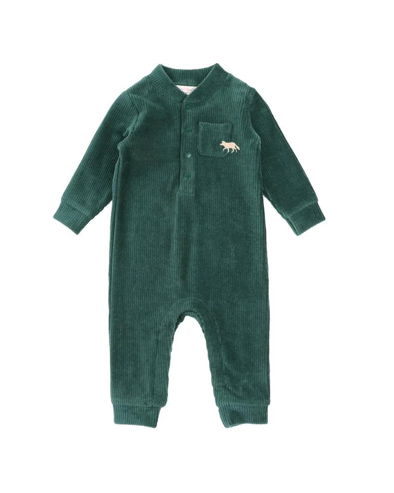Deep Green Velour Romper