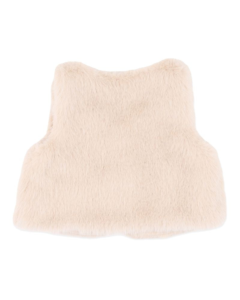 Winnie Embroidered Floral Faux Fur Vest - 4Y