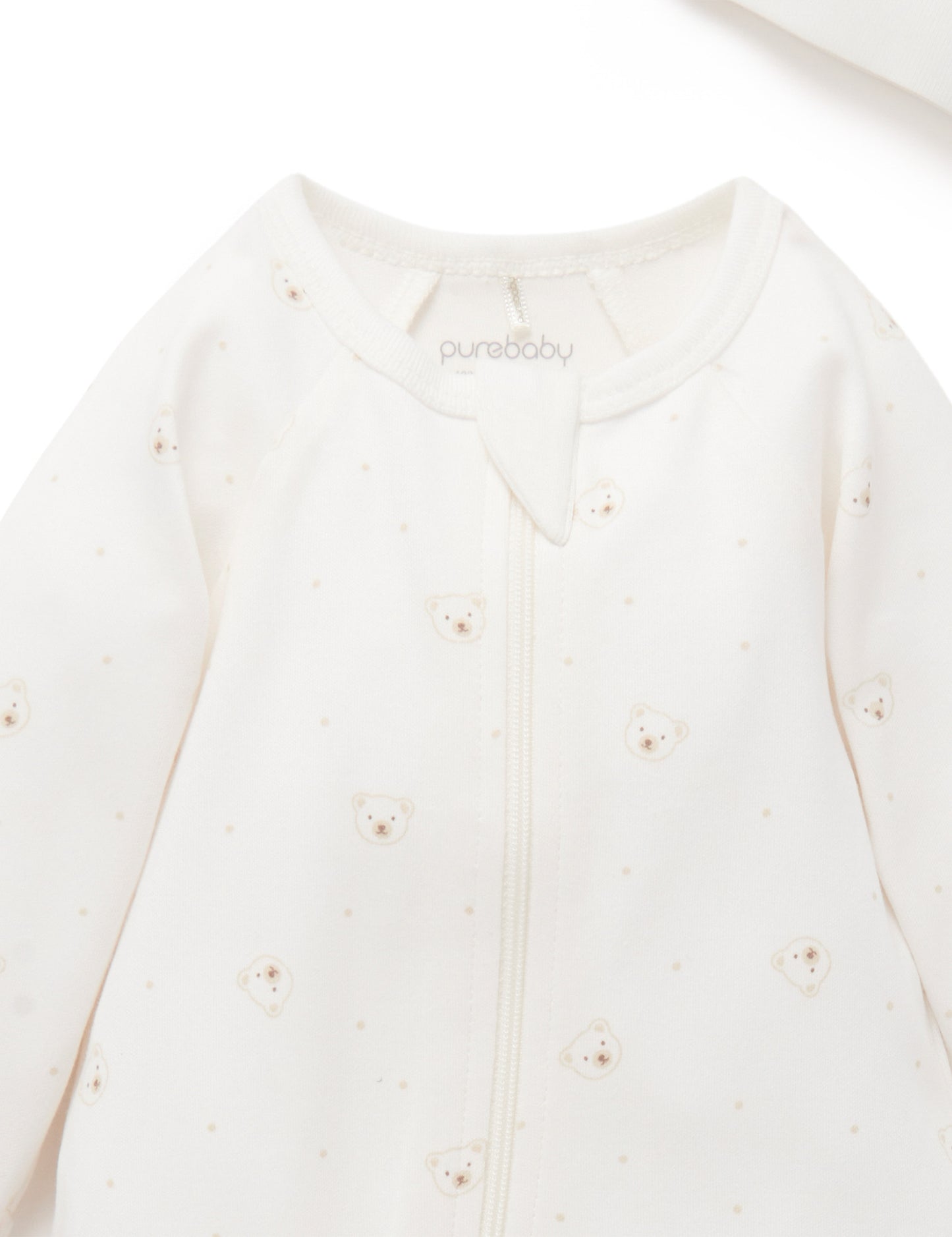 Premmie Zip Growsuit & Beanie Set - Vanilla Bear