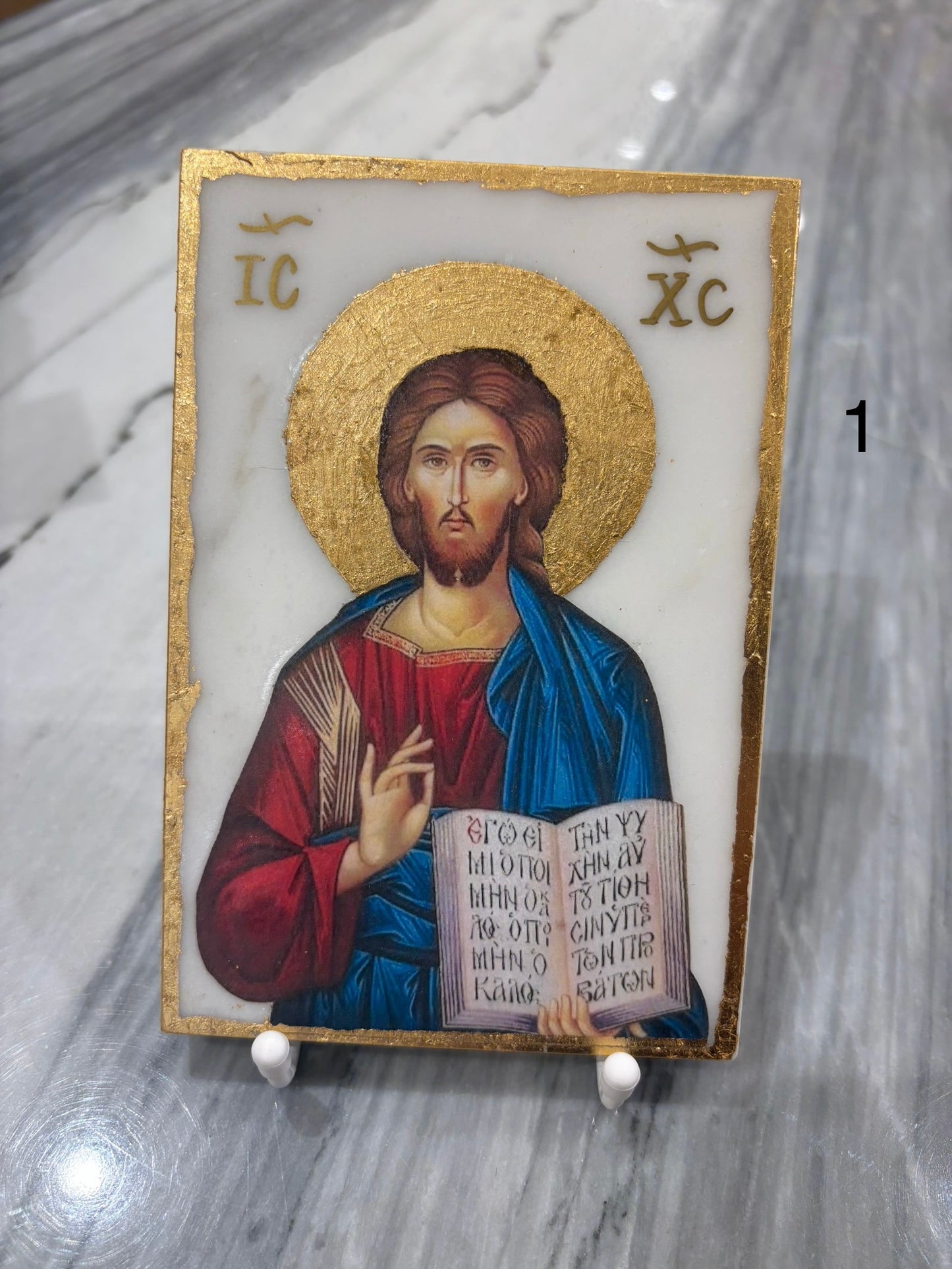 Jesus Christ Icon - White Marble