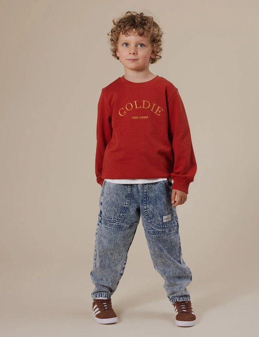 Goldie Crew Red Embroidered Sweater