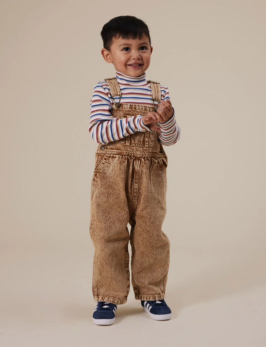 Austin Vintage Washed Denim Overalls Brown - 3Y & 4Y