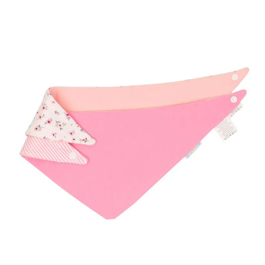 Cotton Bandana Bibs 2pk - Pink petals