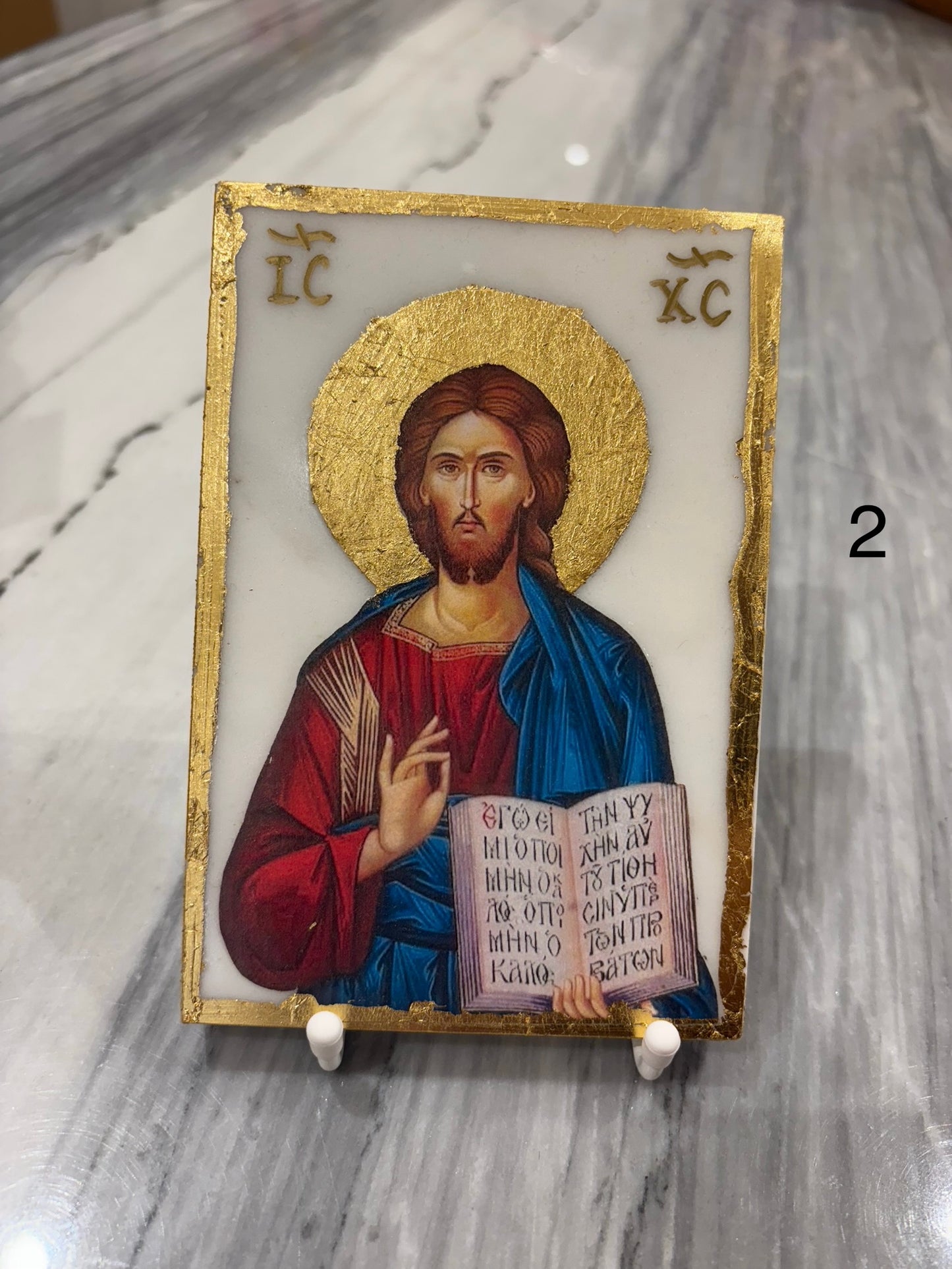 Jesus Christ Icon - White Marble