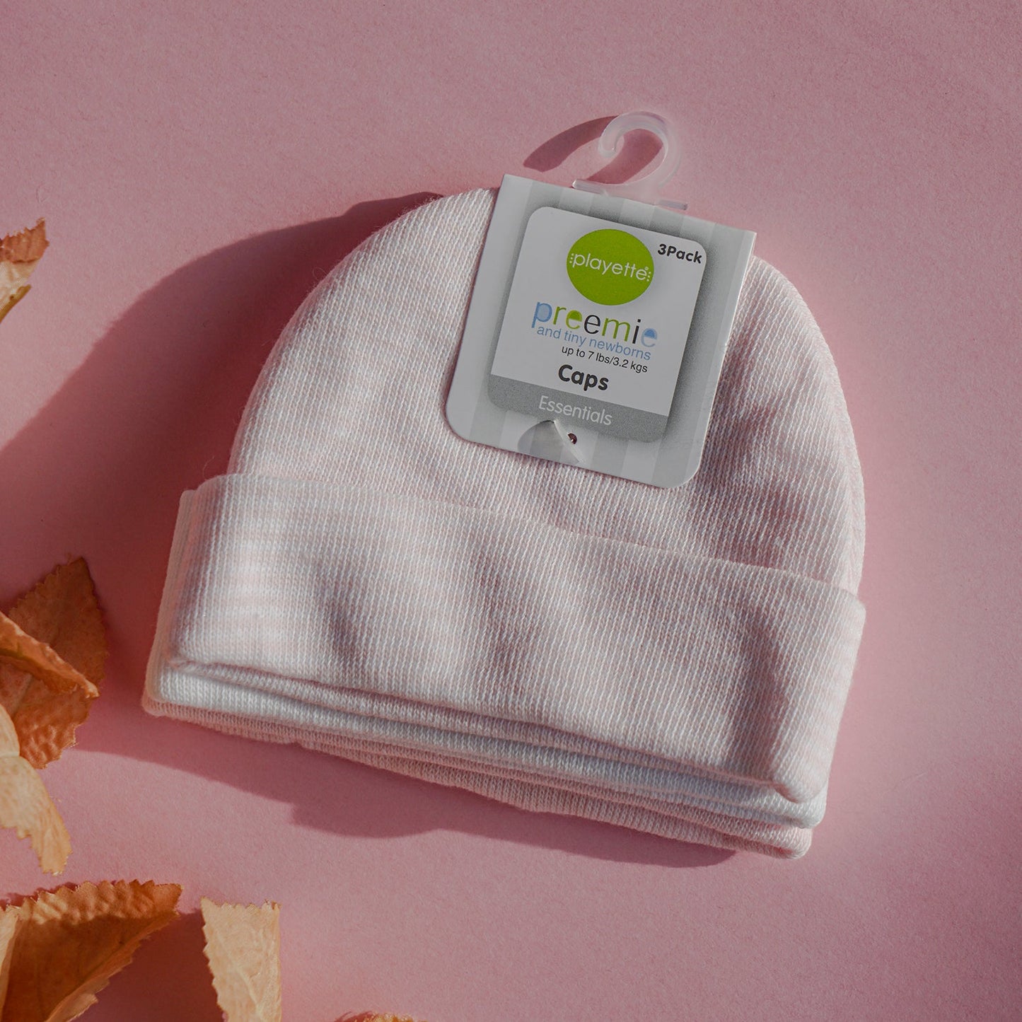 Premmie Caps 3pk - Pink/White