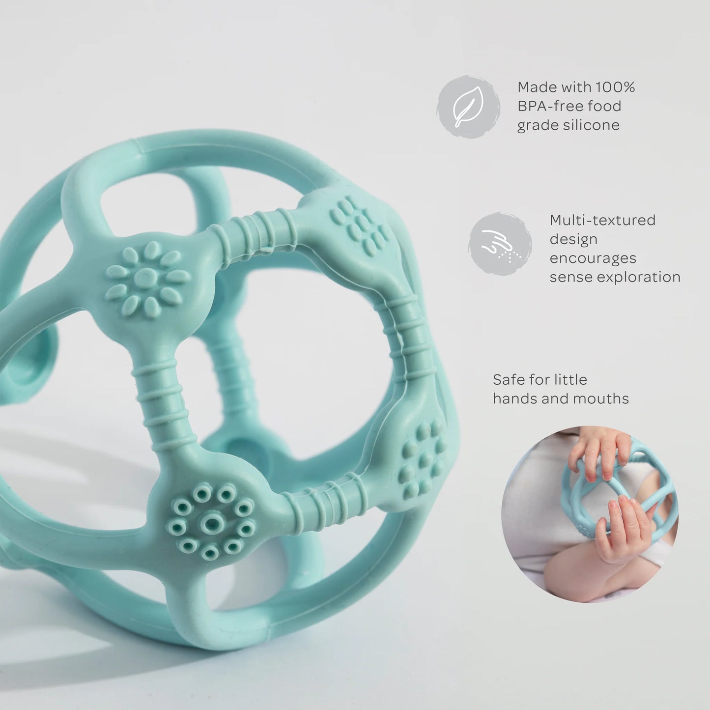 Silicone Teething Ball - Pastel Blue