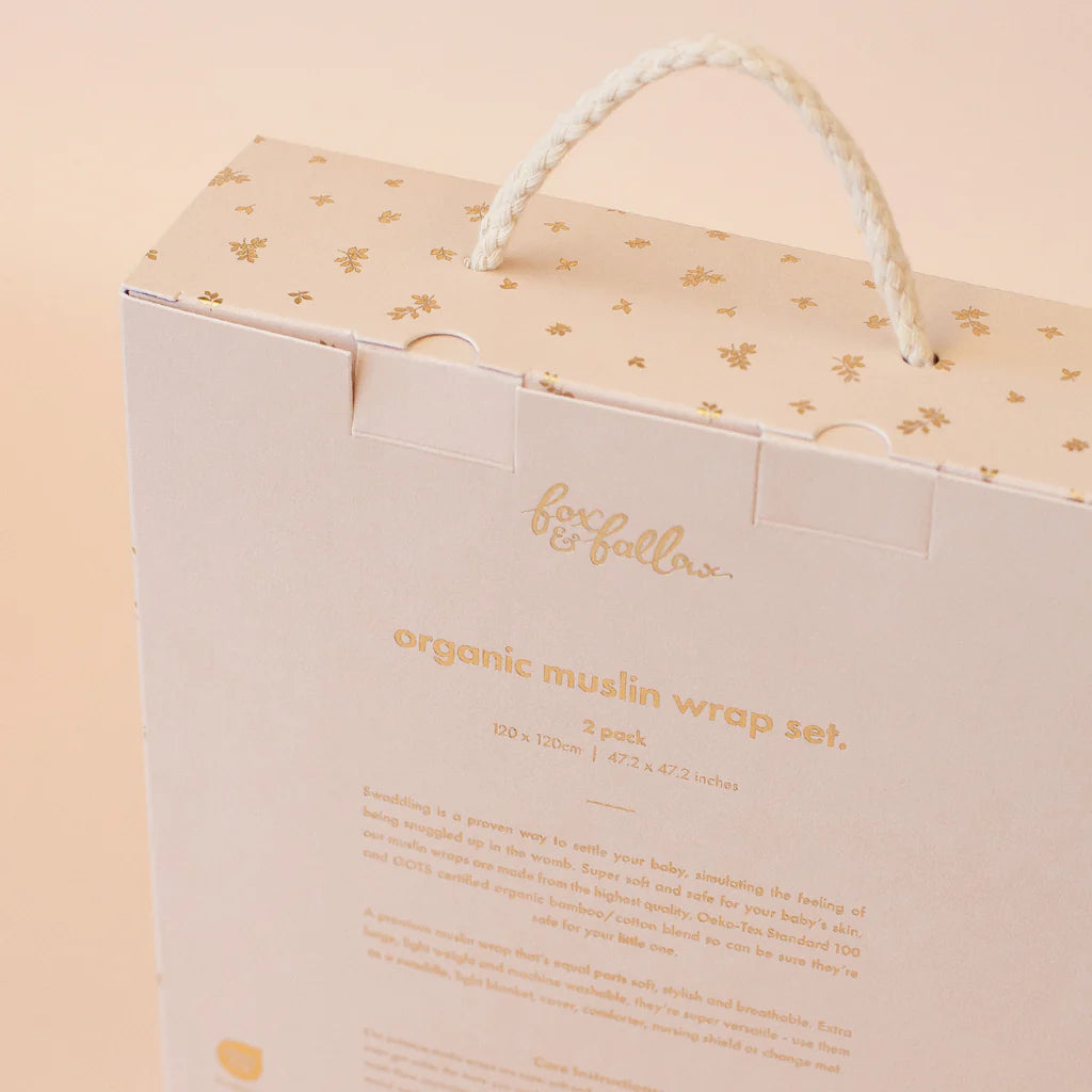 Organic Muslin Wrap Swaddle Box Set 2pk - Sage Stripe / Sage Check Organic