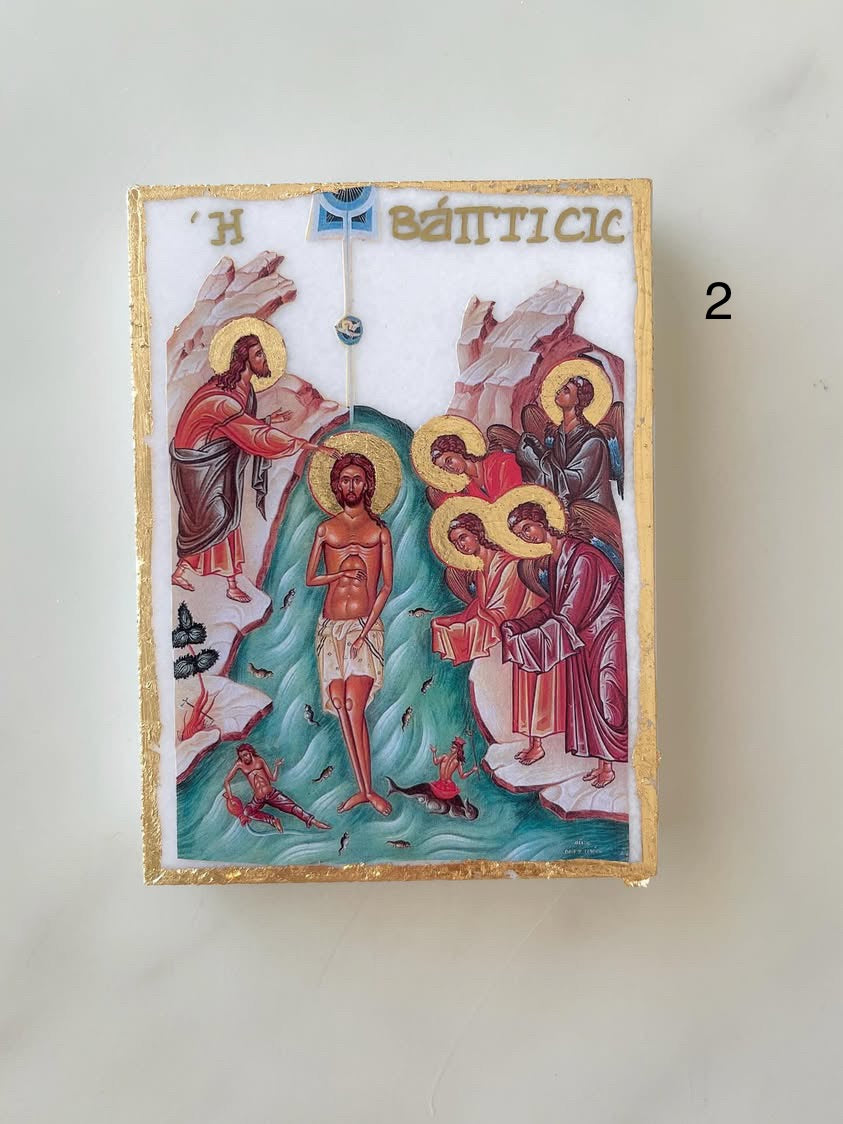 Baptism of Christ Theophania - White Marble