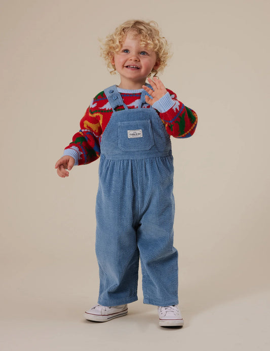 Sammy Corduroy Overalls Duck Egg - 4Y