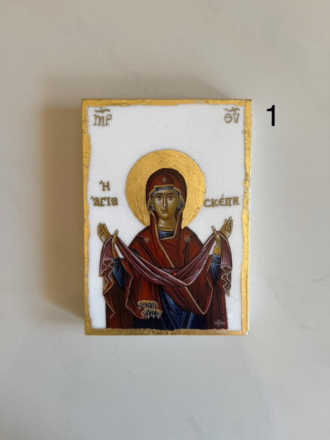 Protection of the Theotokos - White Marble