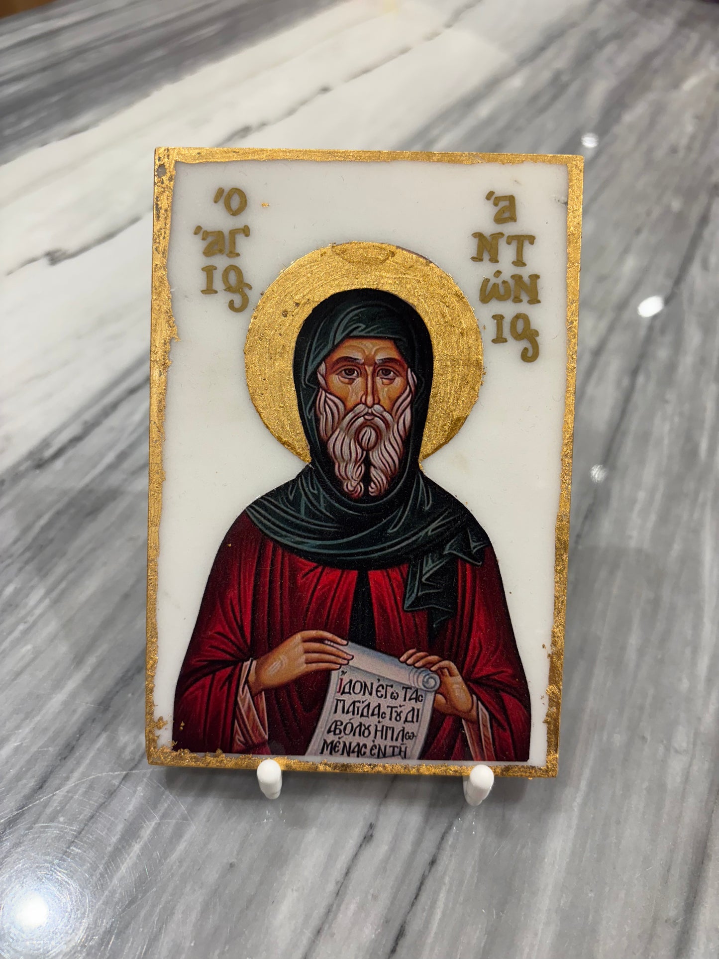 St. Anthony Icon - White Marble