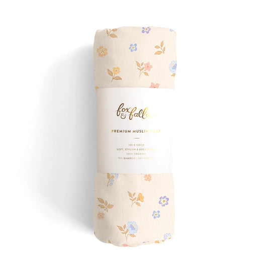 Organic Muslin Wrap Swaddle Box Set - Meadow & Sweet Pea