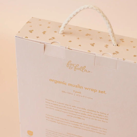 Organic Muslin Wrap Swaddle Box Set 2pk - Coffee Stripe & Caramel Check