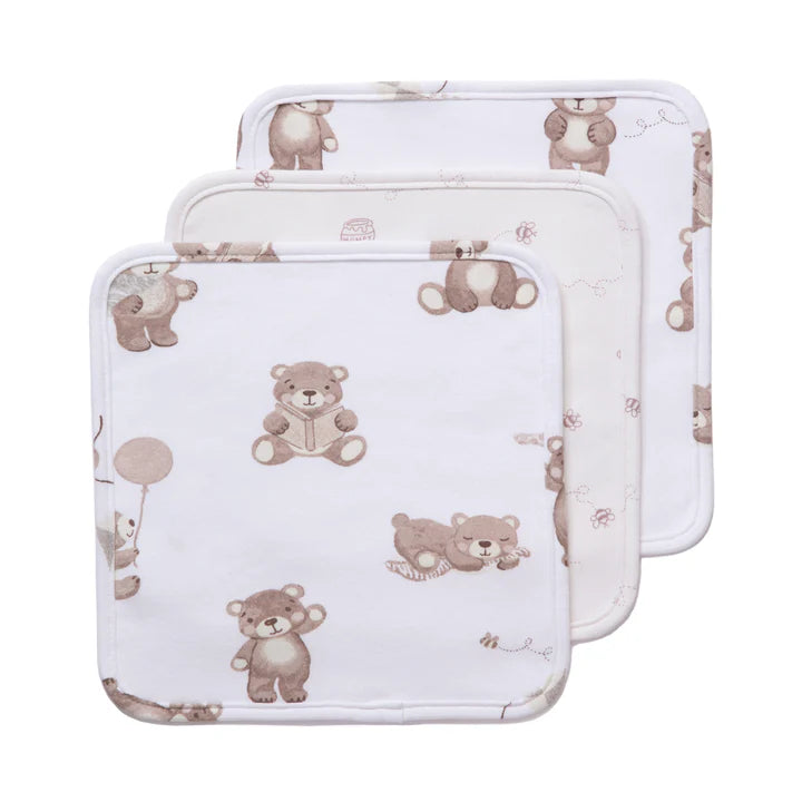 Washcloths 3pk - Cuddly Bear