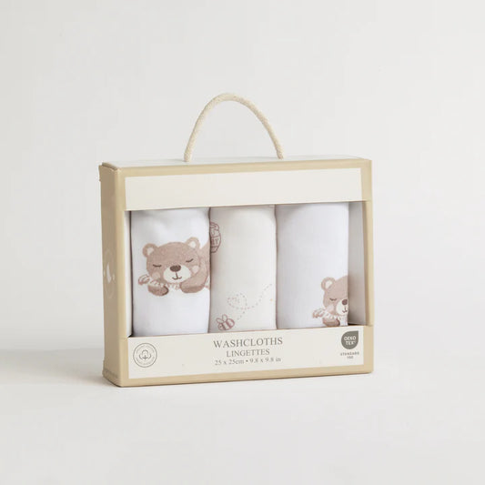 Washcloths 3pk - Cuddly Bear