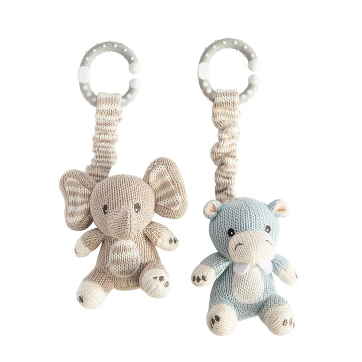 Stroller Toys 2pk - Elephant & Hippo