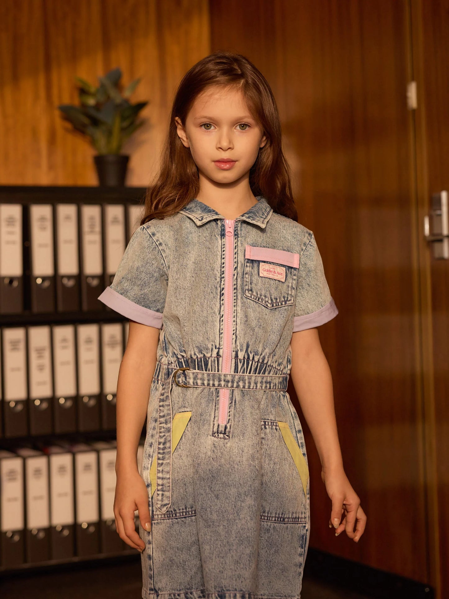 Piper Denim Belted Dress - Pastel Pop