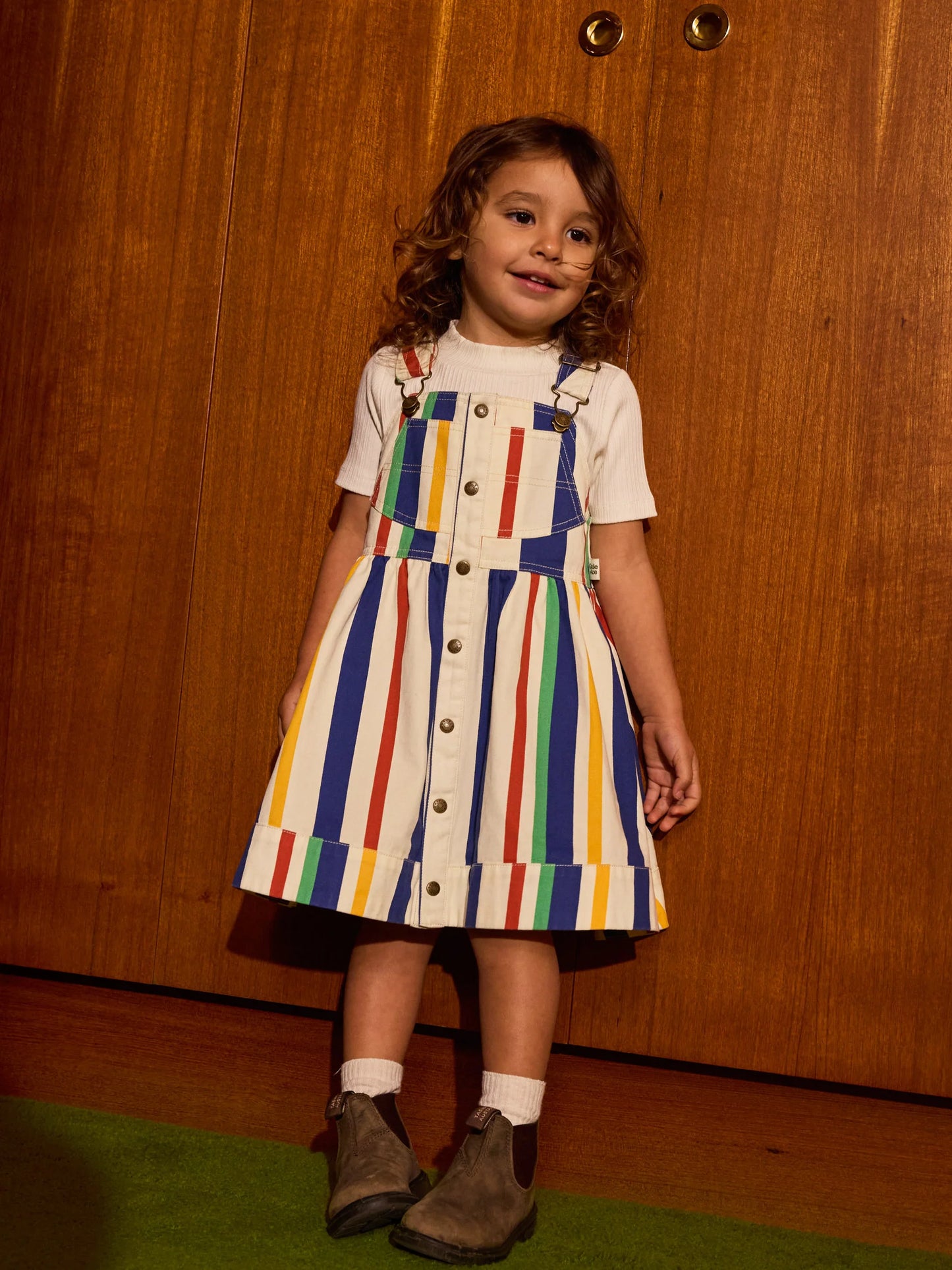 Heidi Denim Pinafore Dress - 90’s Bold Stripe