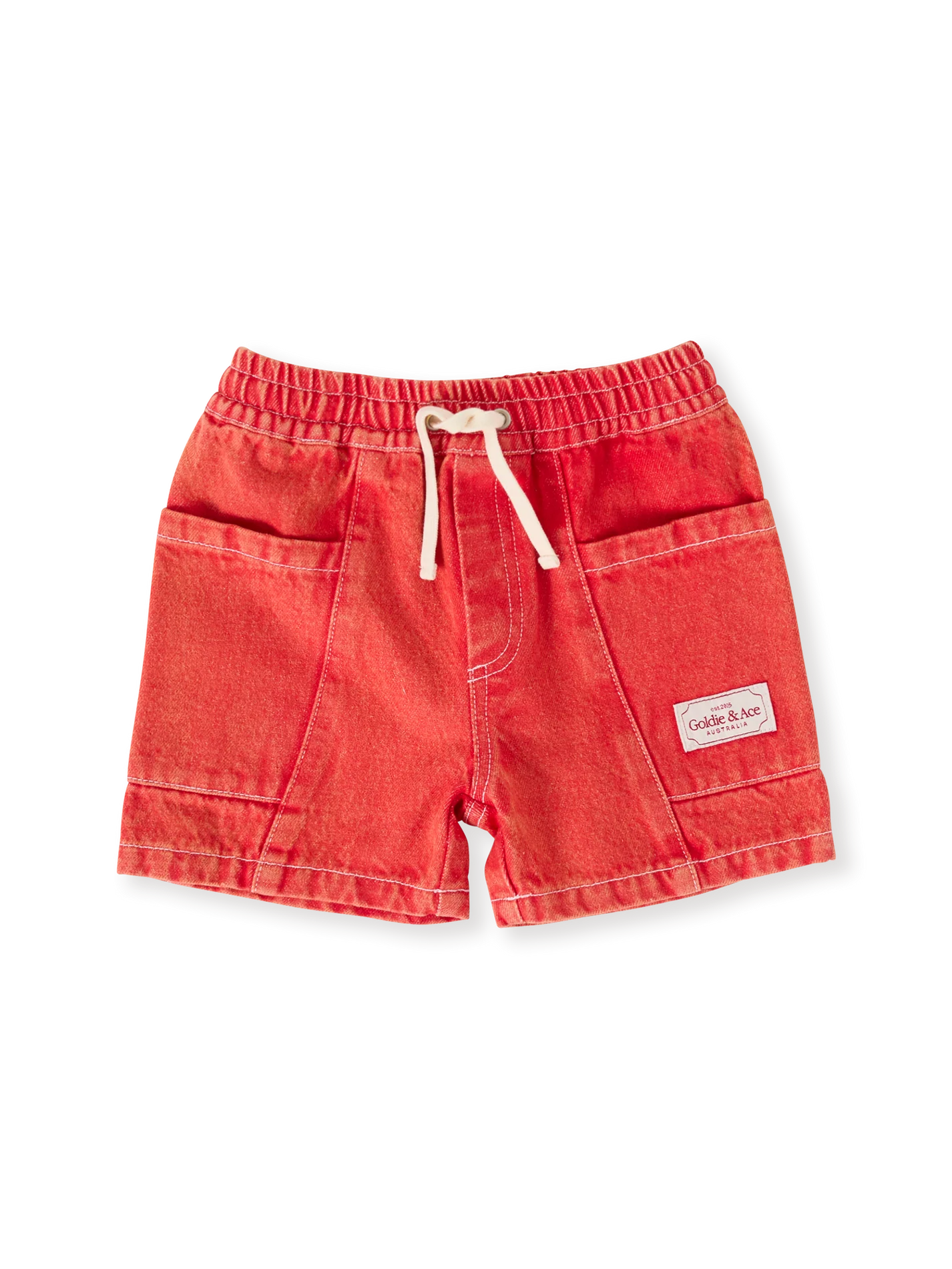 Noah Denim Pocket Shorts - Apple Red