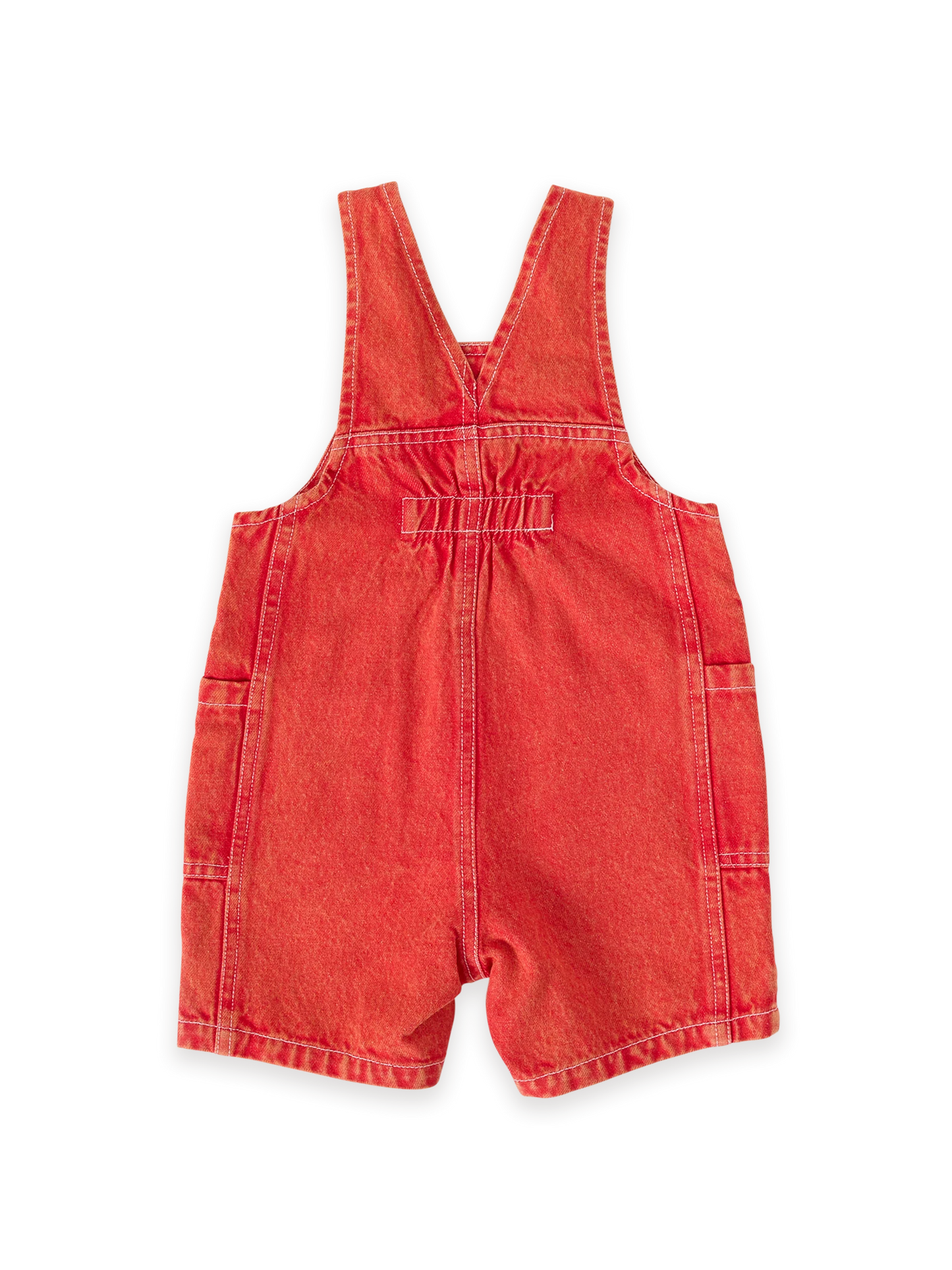 James Vintage Washed Denim Pocket Overalls - Apple Red