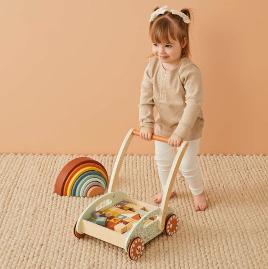 Wooden Baby Walker with Blocks