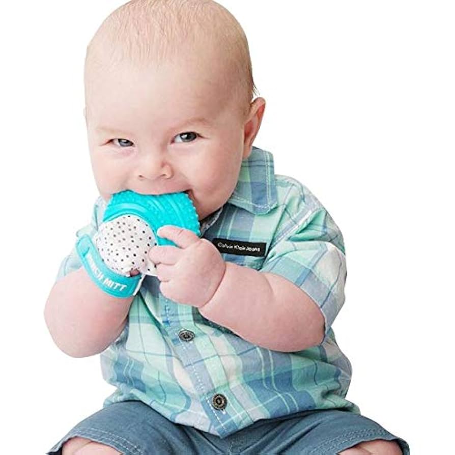 Teething Munch Mitt - Aqua Blue