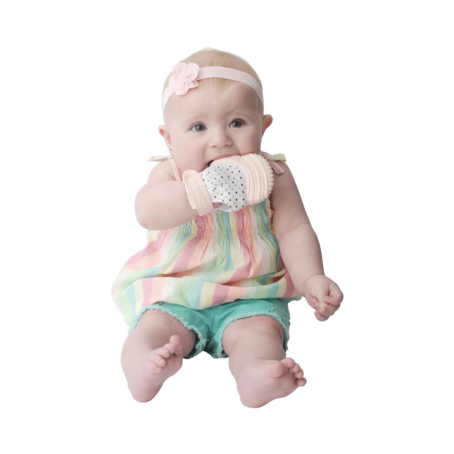 Teething Munch Mitt - Pink Hearts