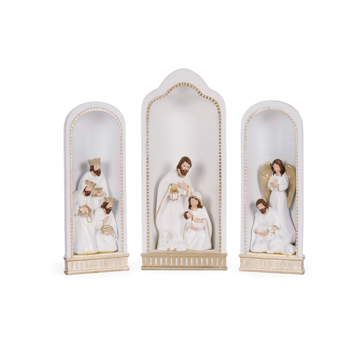 White & Gold Nativity 3pc Set
