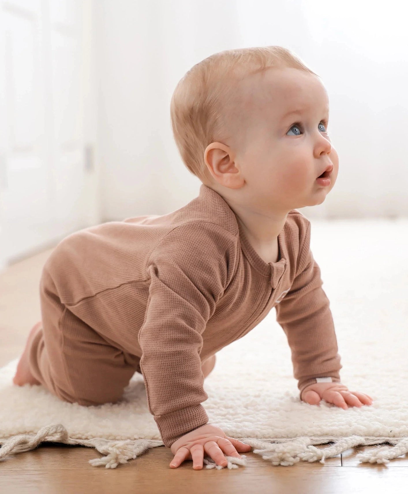 Organic Cotton Waffle Growsuit - Mocha