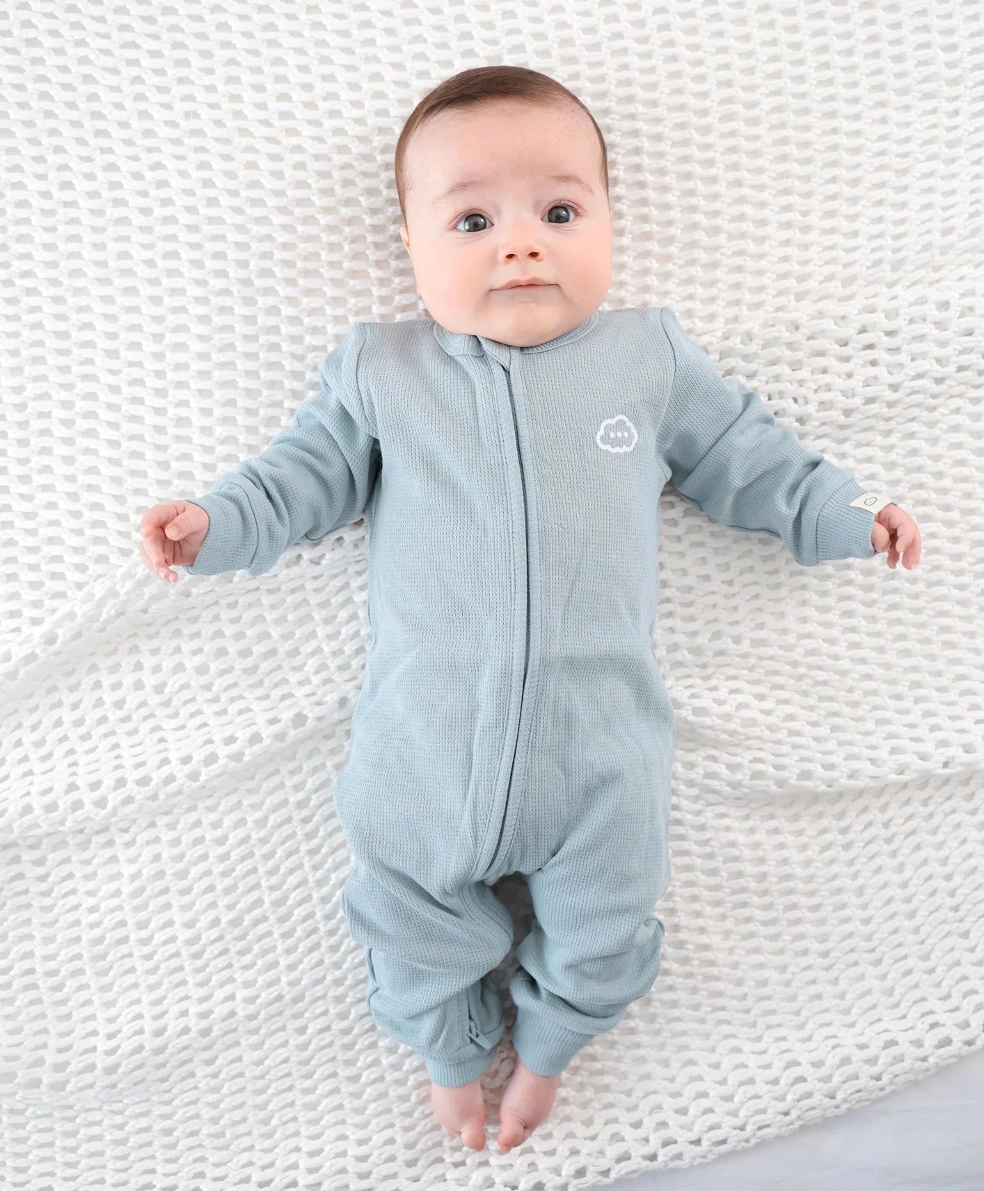 Organic Cotton Waffle Growsuit - Dusk Blue