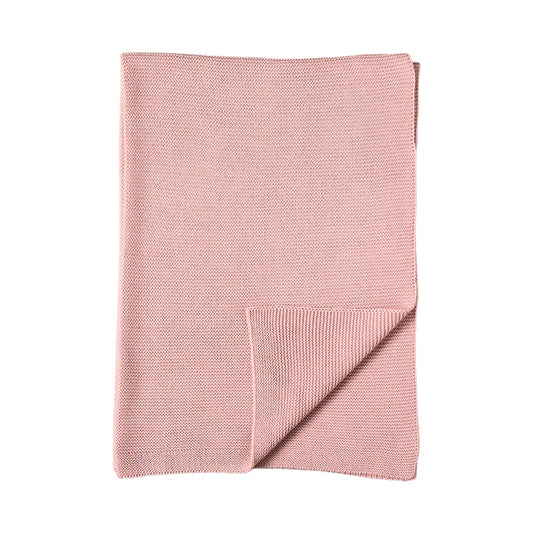 Knitted pram blanket - Dusty rose