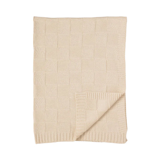 Knitted pram blanket - Checkered sand
