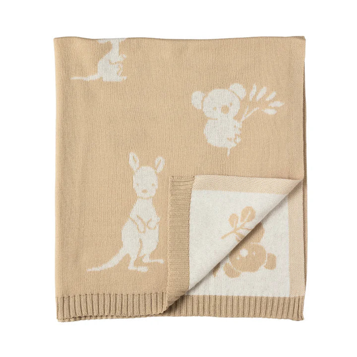 Knitted pram blanket - Australiana