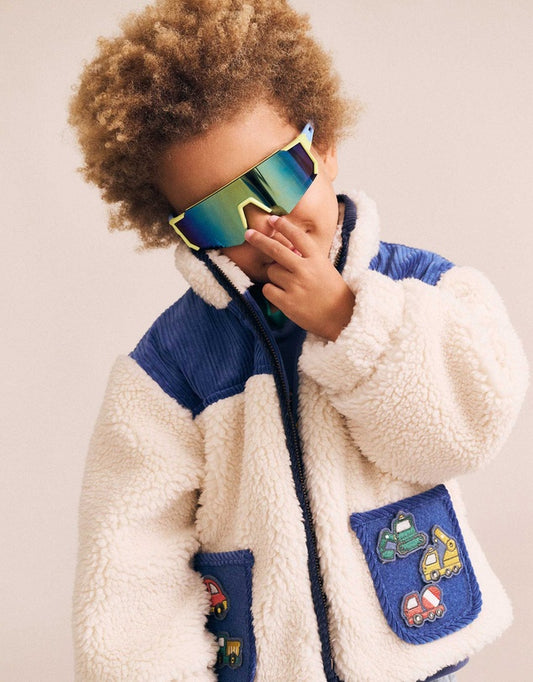 Patches Cord Sherpa Jacket - Cobalt