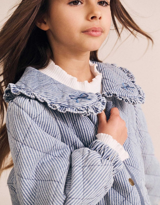 Vintage Bow Collar Denim Jacket