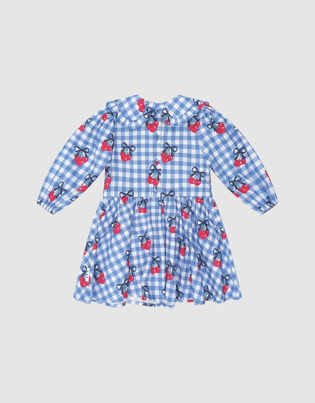 Cherry Gingham Shirred Dress