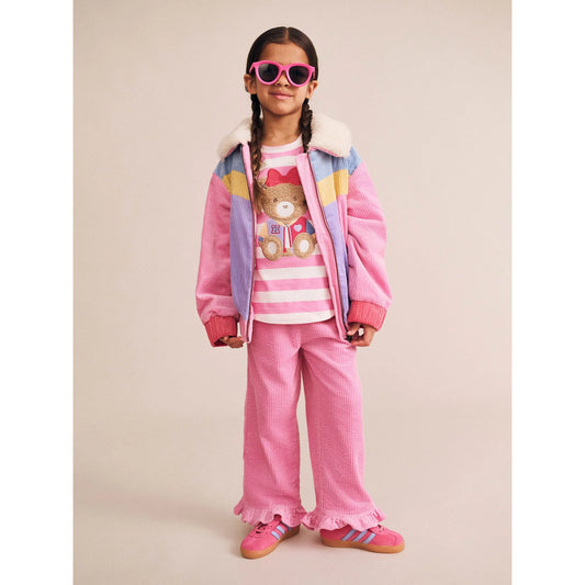 Cord Frill Hem Pant - Strawberry