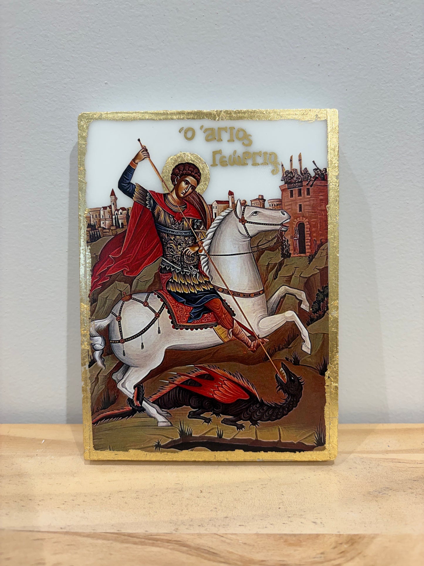St. George Icon - White Marble