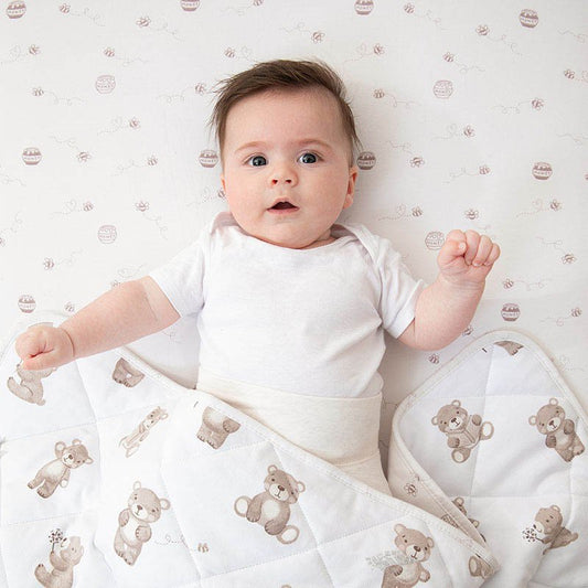 Quilted Cot Comforter - Cuddly Bear