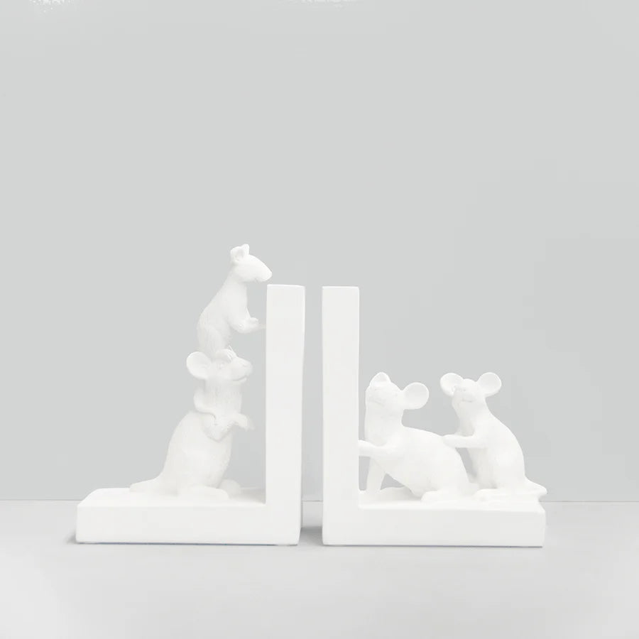 Mouse Bookends Set - White